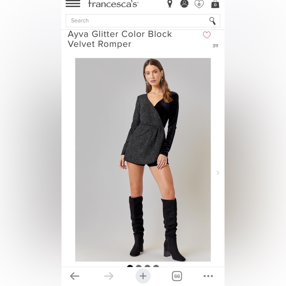 Ayva Glitter Color Block Velvet Romper size small